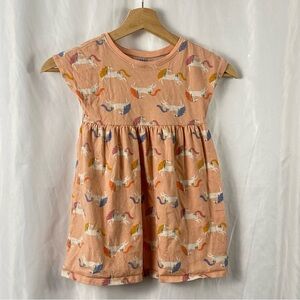 Old Navy Toddler Girl Light Peach Unicorn Short Sleeve Dress Size 4T